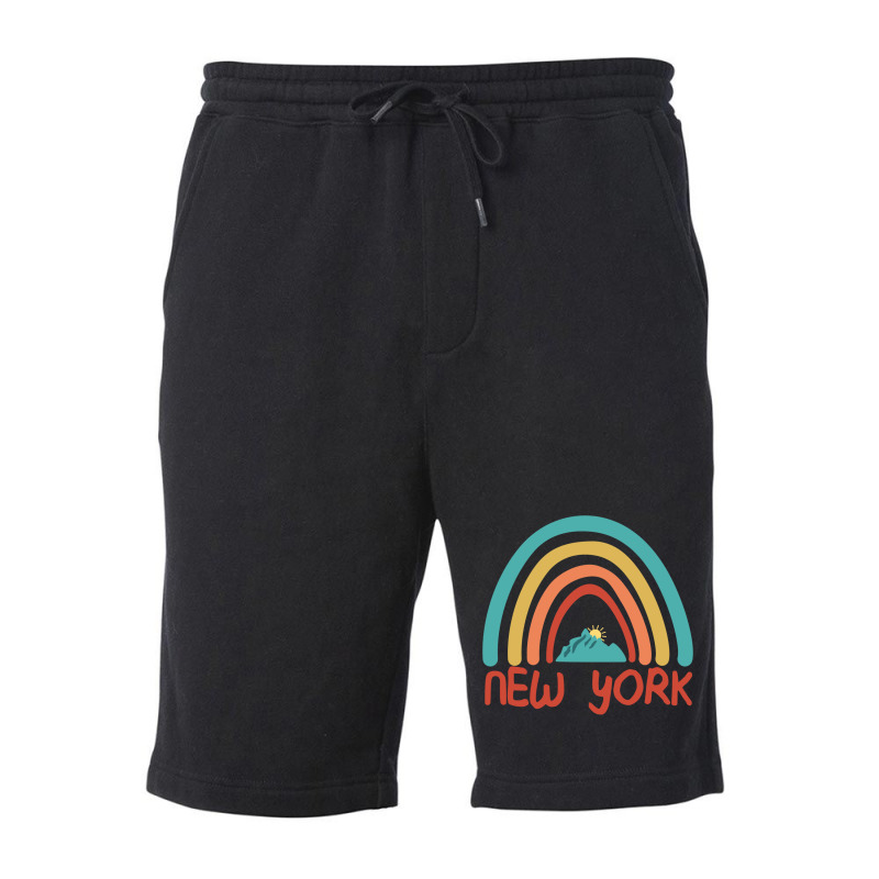 New York Retro Vintage Rainbow   New York Mountain Fleece Short | Artistshot