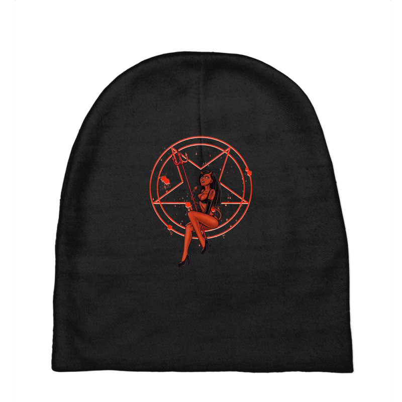 Satanic Devil Doll Scary Pentagram Occultism T Shi Baby Beanies by ardylanda | Artistshot