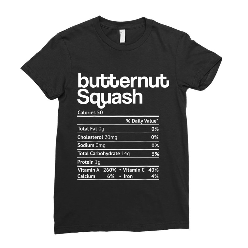 Butternut Squash Nutrition Facts Thanksgiving Christmas Food Ladies Fitted T-Shirt by Yuh2105 | Artistshot