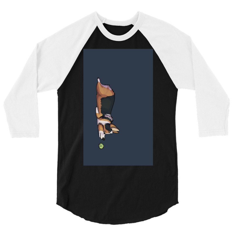 Lazy Sploot Redhead Tricolor Corgi 3/4 Sleeve Shirt | Artistshot