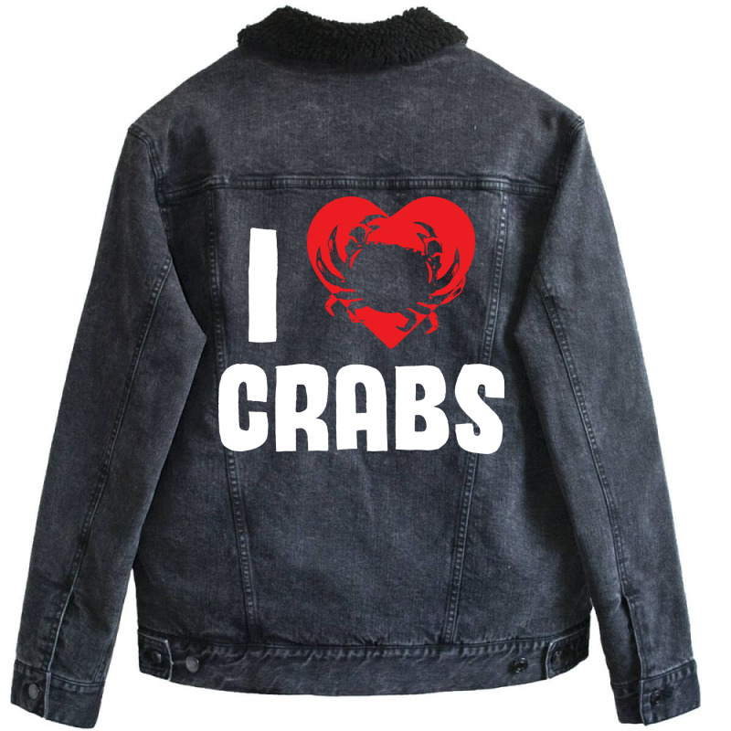 I Love Crabs Heart Crab Crustacean 70s Unisex Sherpa-lined Denim Jacket | Artistshot