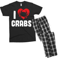 I Love Crabs Heart Crab Crustacean 70s Men's T-shirt Pajama Set | Artistshot