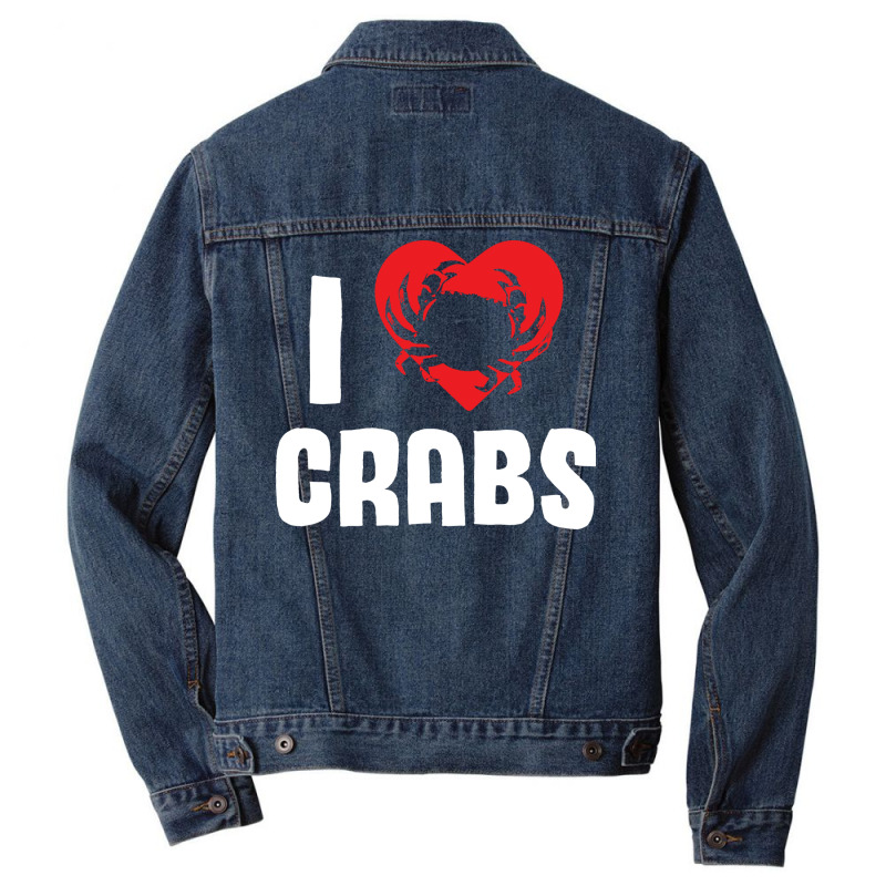 I Love Crabs Heart Crab Crustacean 70s Men Denim Jacket | Artistshot