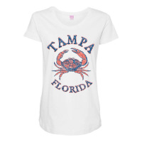 Tampa Florida With Stone Crab On Wind Rose Twoside Maternity Scoop Neck T-shirt | Artistshot