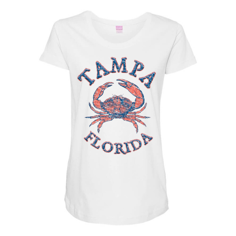 Tampa Florida With Stone Crab On Wind Rose Twoside Maternity Scoop Neck T-shirt by degaantatouh | Artistshot