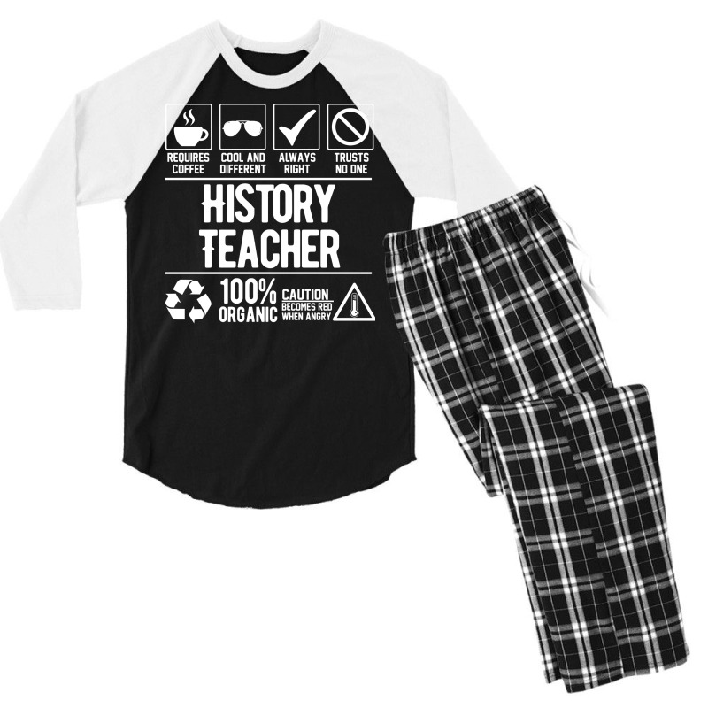 History Teacher Job White Nature Men's 3/4 Sleeve Pajama Set | Artistshot