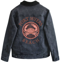 Fort Myers Beach Florida With Stone Crab On Wind R Unisex Sherpa-lined Denim Jacket | Artistshot