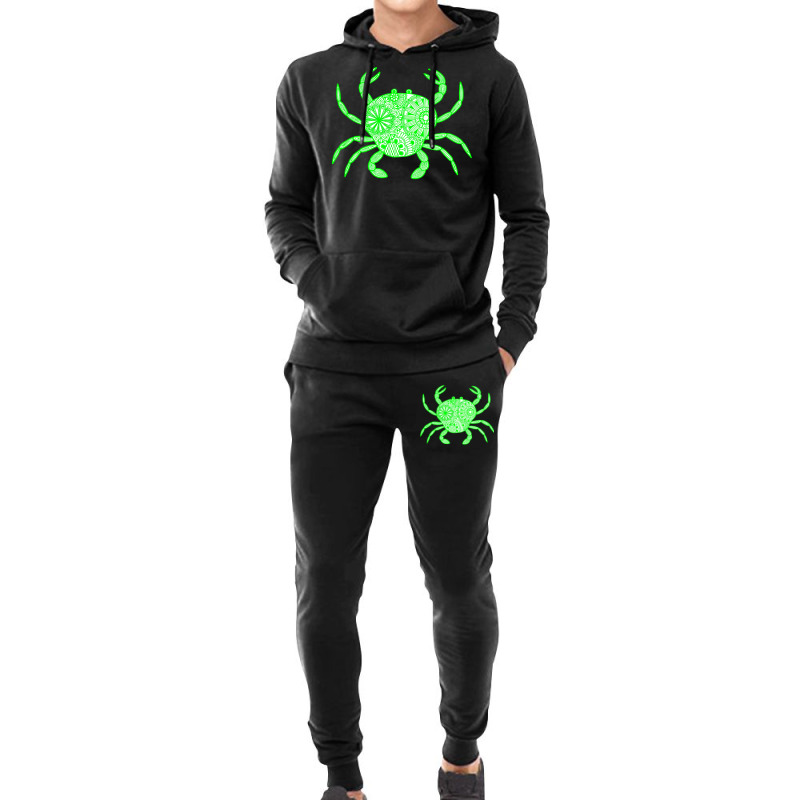 Mandala Crab Green And White Boy Hoodie & Jogger Set | Artistshot