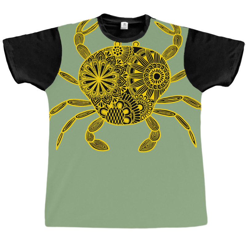 Mandala Crab Yellow And Black Inverted Yellow Graphic T-shirt | Artistshot