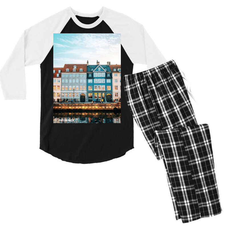 Copenhagen City Poster Men's 3/4 Sleeve Pajama Set | Artistshot