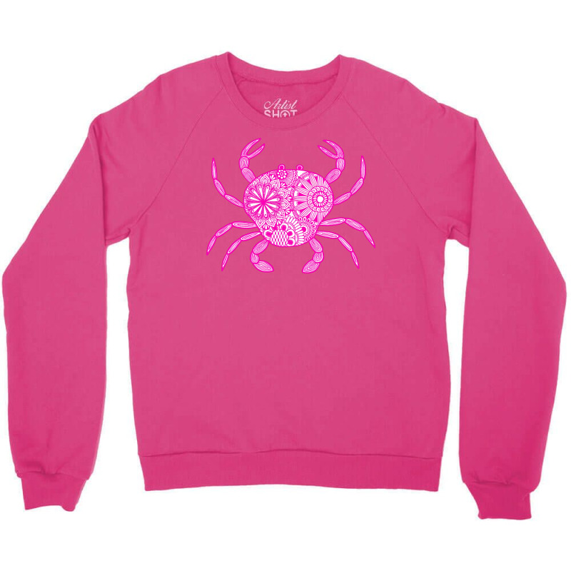 Mandala Crab Pink And White Yellow Crewneck Sweatshirt | Artistshot