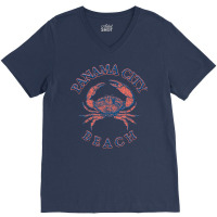 Panama City Beach Florida With Stone Crab On Wind V-neck Tee | Artistshot