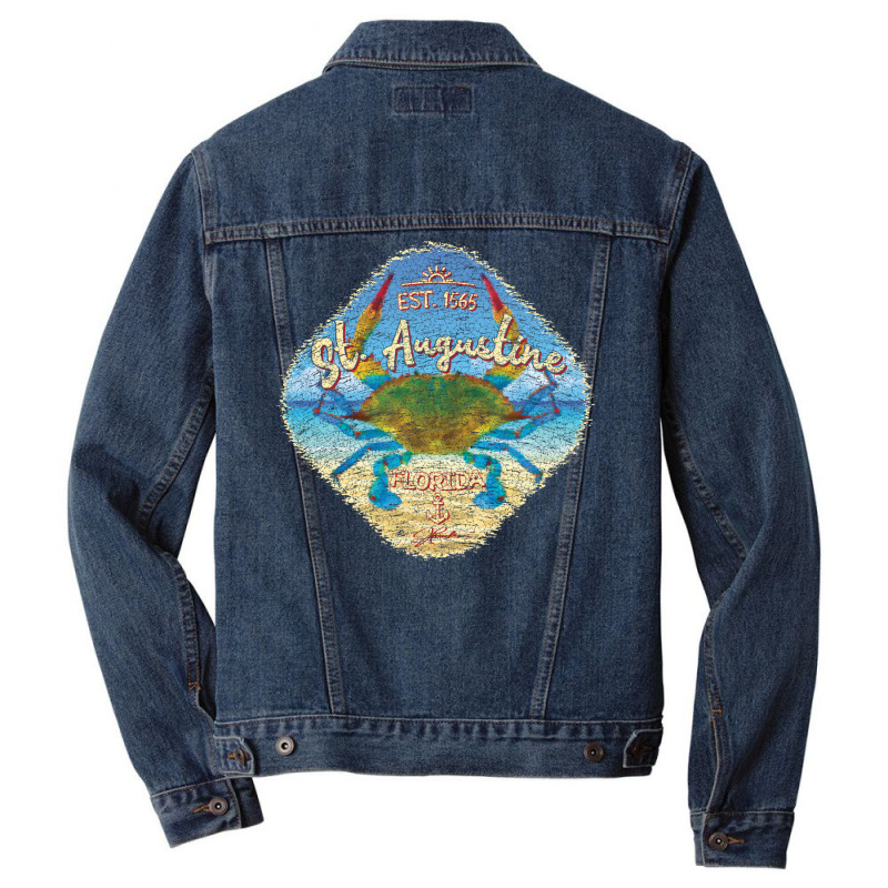 St Augustine Florida With Blue Crab On Beach Gift Men Denim Jacket | Artistshot