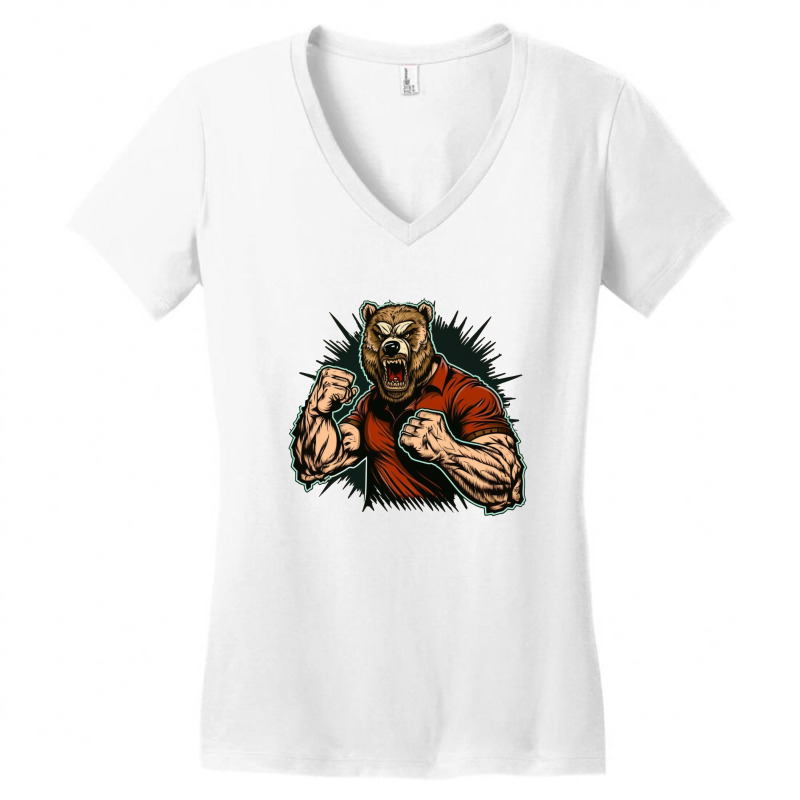 Bear Master Angry Women's V-Neck T-Shirt by KareemHancock | Artistshot