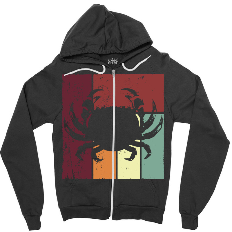 Vintage Crab Crabs Retro Crabbing Aesthetic Zipper Hoodie | Artistshot