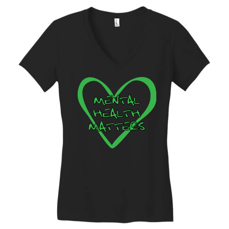 Mental Health Matters Green Mental Health Awarenes Women's V-Neck T-Shirt by vupfiae | Artistshot