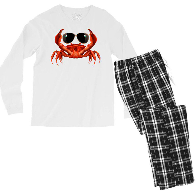 Cool Crab Red Men's Long Sleeve Pajama Set | Artistshot