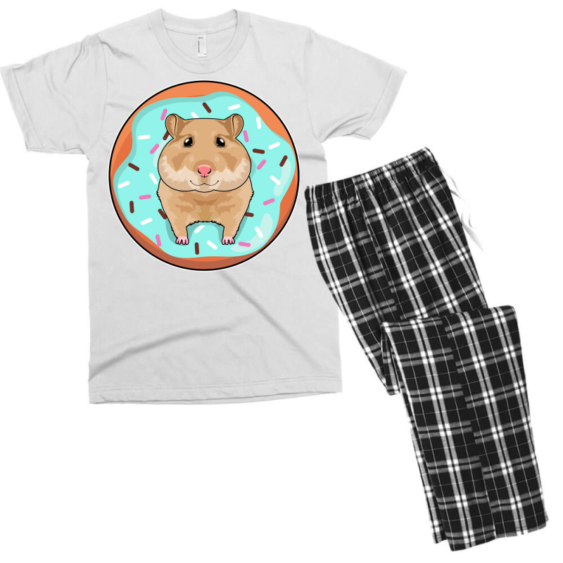 Hamster With Donut Red Men's T-shirt Pajama Set | Artistshot