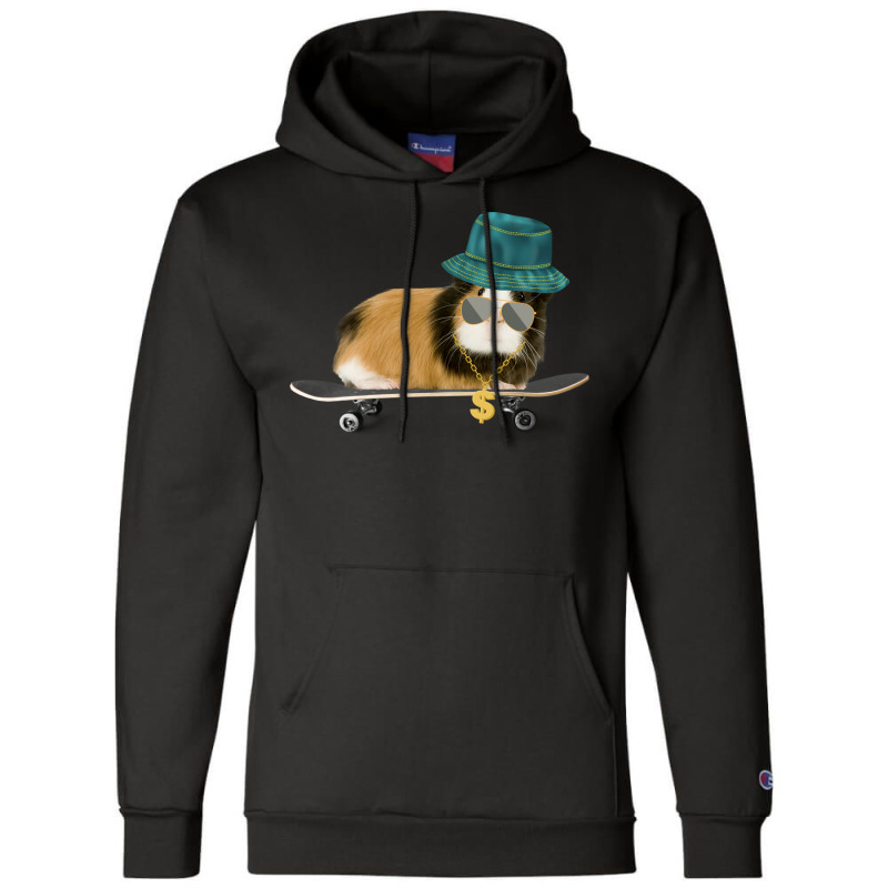 Funny Guinea Pig On A Skateboard Gift Champion Hoodie | Artistshot