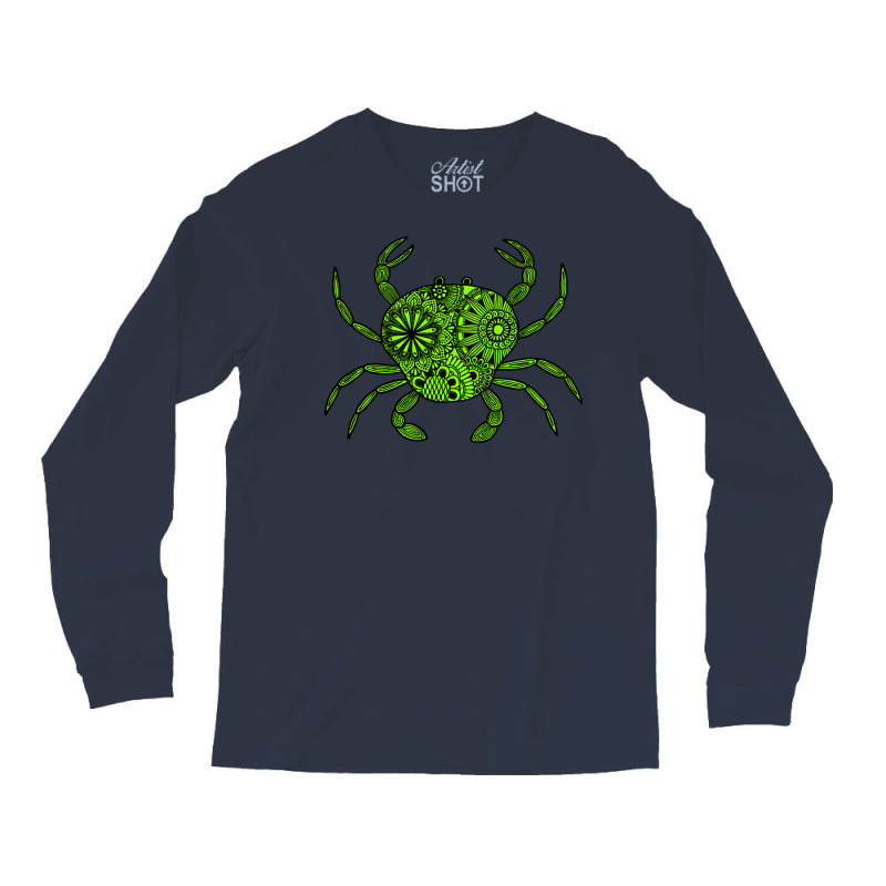 Mandala Crab Green And Black Travel Long Sleeve Shirts | Artistshot