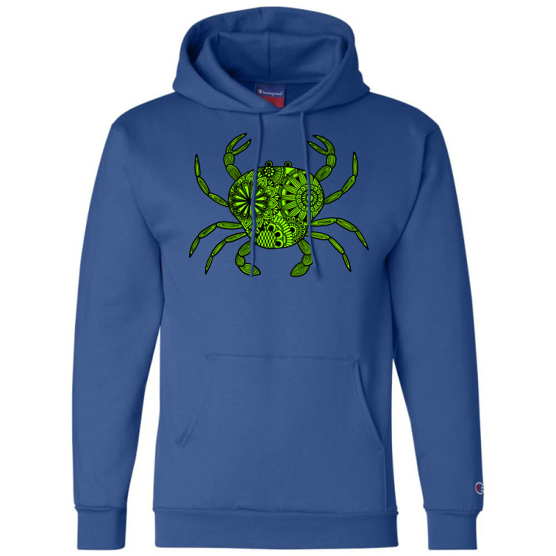 Mandala Crab Green And Black Travel Champion Hoodie | Artistshot