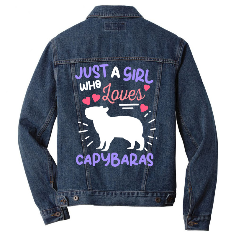 Just A Girl Who Loves Capybaras Yellow Men Denim Jacket | Artistshot