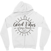 Good Vibes Long Beach California 1970s Yellow Zipper Hoodie | Artistshot