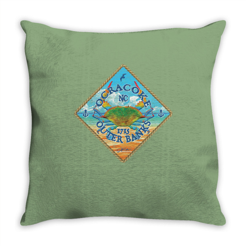 Ocracoke Outer Banks North Carolina Blue Crab On B Throw Pillow | Artistshot