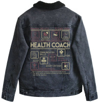 Health Coach T  Multitasking Daily Value Gift Item Unisex Sherpa-lined Denim Jacket | Artistshot