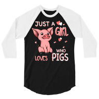 Just A Girl Who Loves Pigs Hipster 3/4 Sleeve Shirt | Artistshot