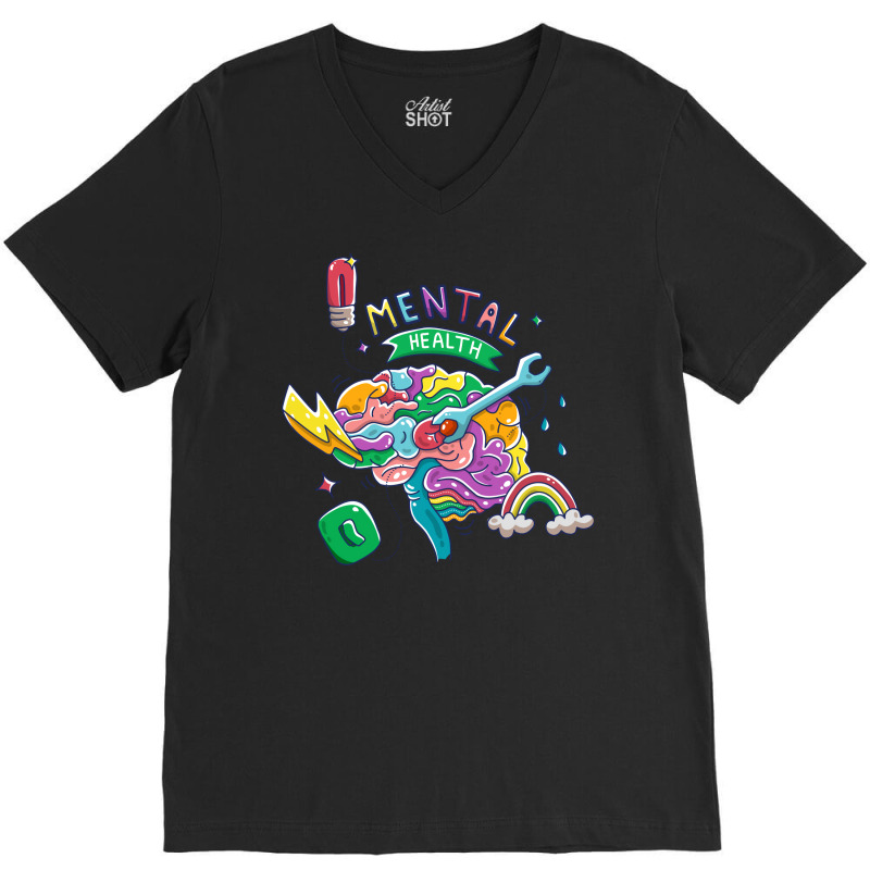 Mental Health Concept Humor V-neck Tee | Artistshot