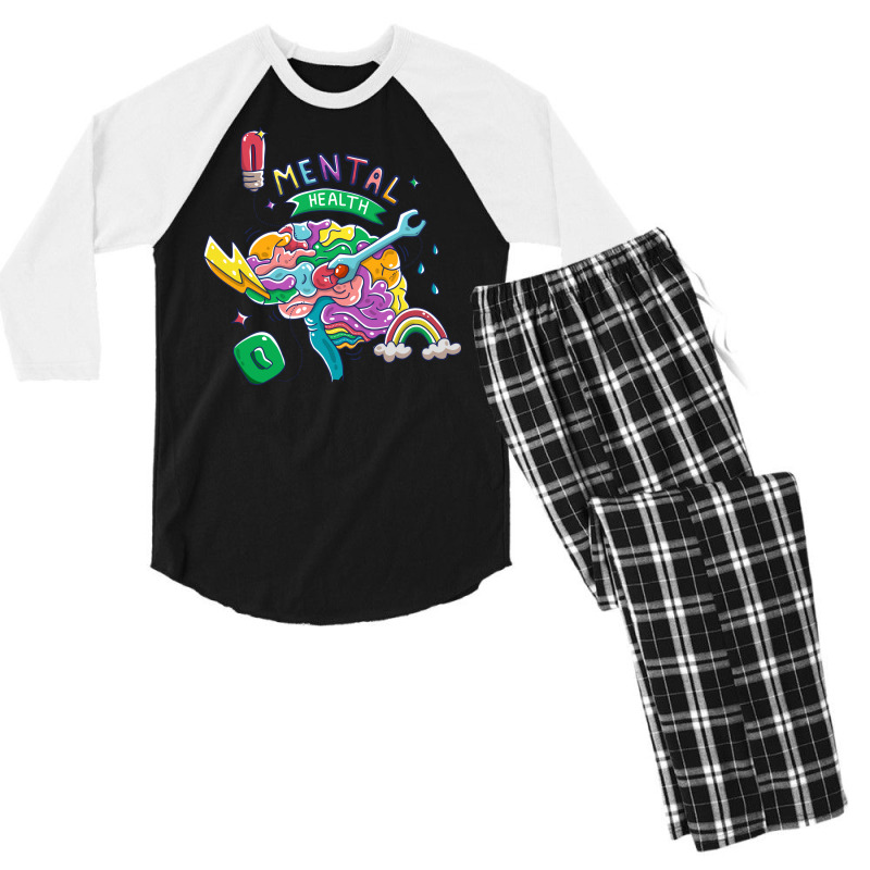 Mental Health Concept Humor Men's 3/4 Sleeve Pajama Set | Artistshot