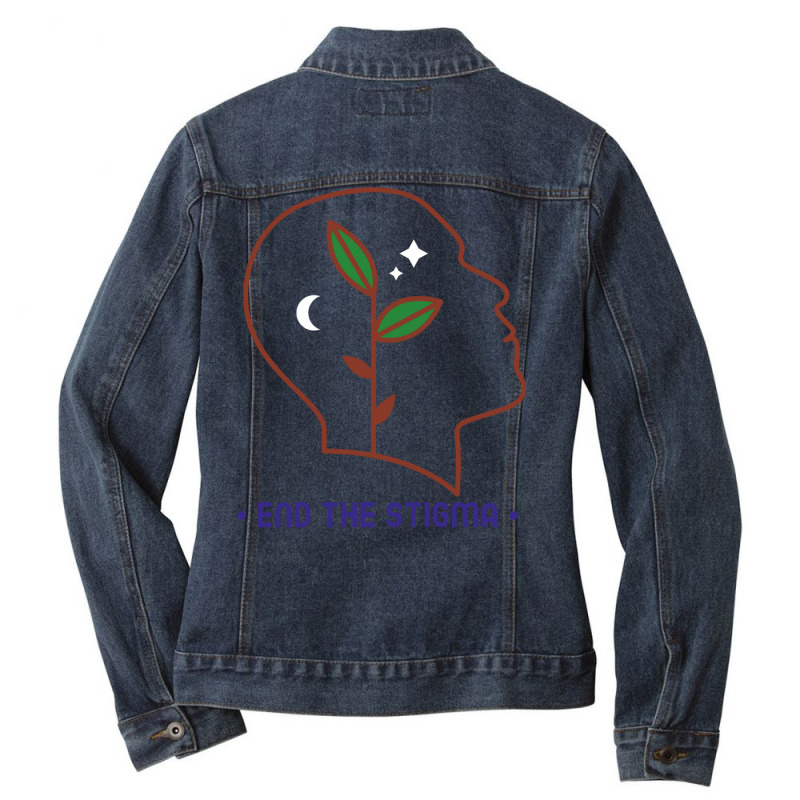 Mental Health Awareness End The Stigma Retro Ladies Denim Jacket by laetybaaserk | Artistshot