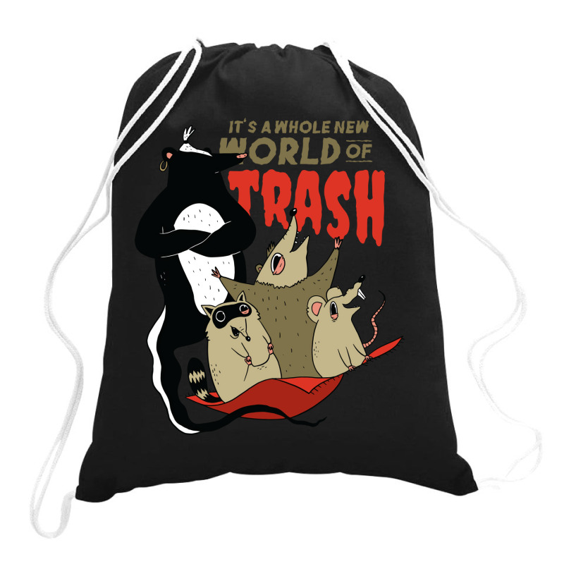 World Of Trash Funny Trash Eating Rodents And A Te Drawstring Bags | Artistshot