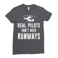 Funny Helicopter Pilot Real Pilot Runway Distresse Ladies Fitted T-shirt | Artistshot