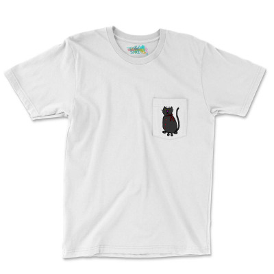 Custom Animals With Sharp Teeth Black Cat Gift Pocket T-shirt By ...