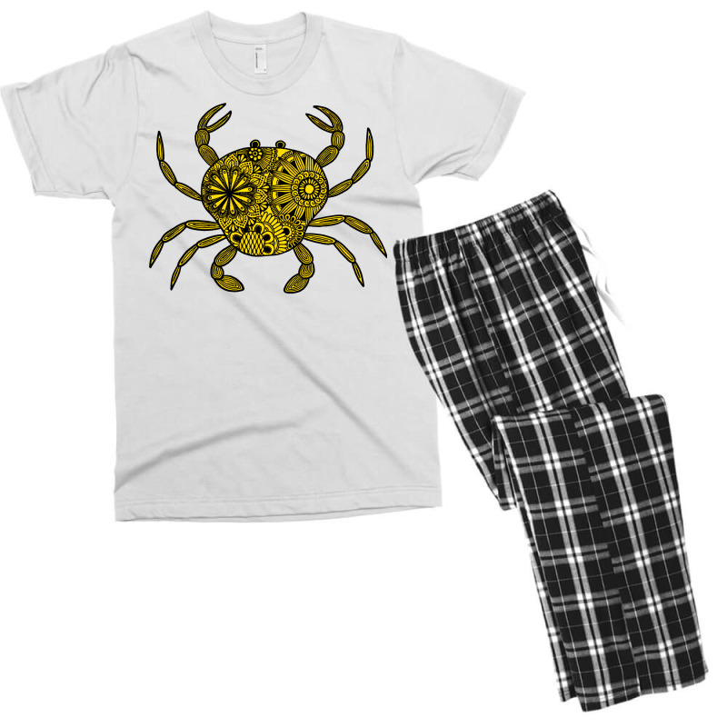 Mandala Crab Yellow And Black Aesthetic Men's T-shirt Pajama Set | Artistshot