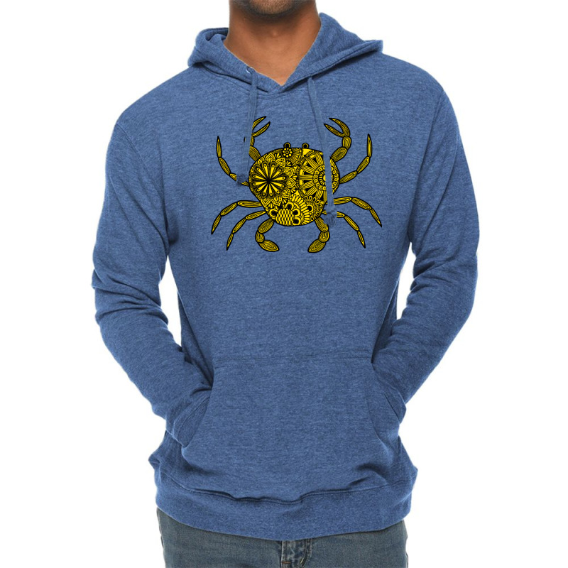 Mandala Crab Yellow And Black Aesthetic Lightweight Hoodie | Artistshot