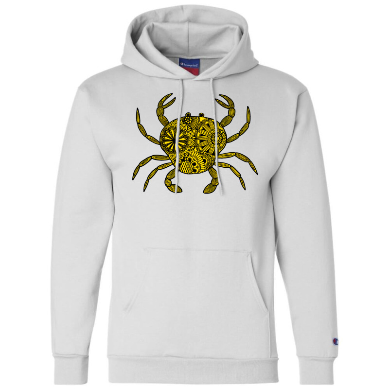 Mandala Crab Yellow And Black Aesthetic Champion Hoodie | Artistshot