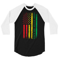 Black History Month Usa Grunge Flag Stars 3/4 Sleeve Shirt | Artistshot