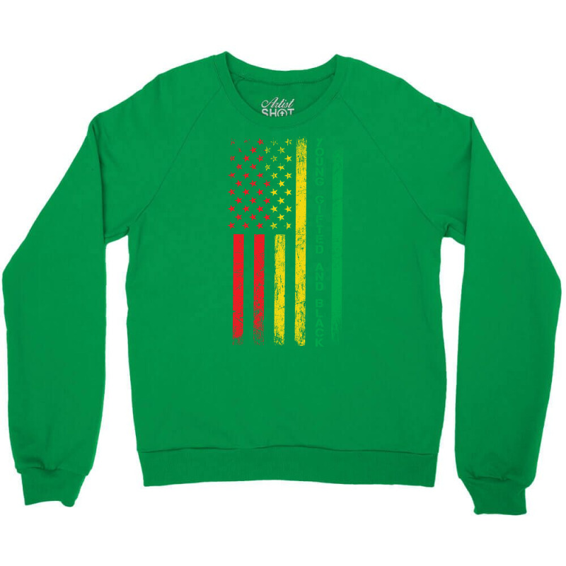 Black History Month Usa Grunge Flag Stars Crewneck Sweatshirt | Artistshot