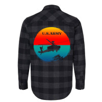 Vintage Army Attack Helicopter War Sunset Apache U Flannel Shirt | Artistshot