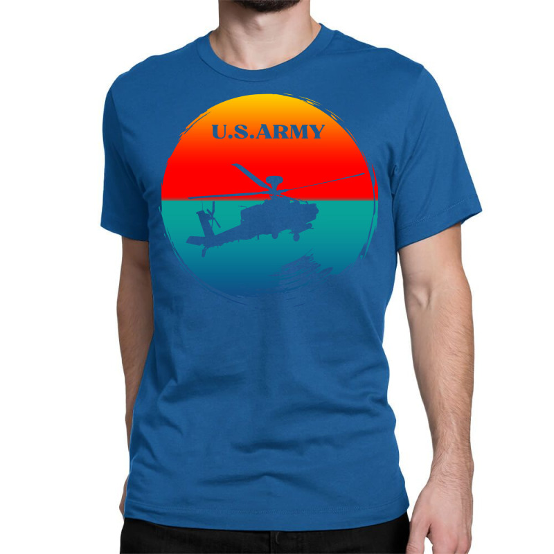 Vintage Army Attack Helicopter War Sunset Apache U Classic T-shirt by xsavvakuistih | Artistshot