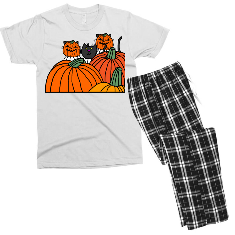 Halloween Horror Pumpkin Head Cats Cool Men's T-shirt Pajama Set | Artistshot