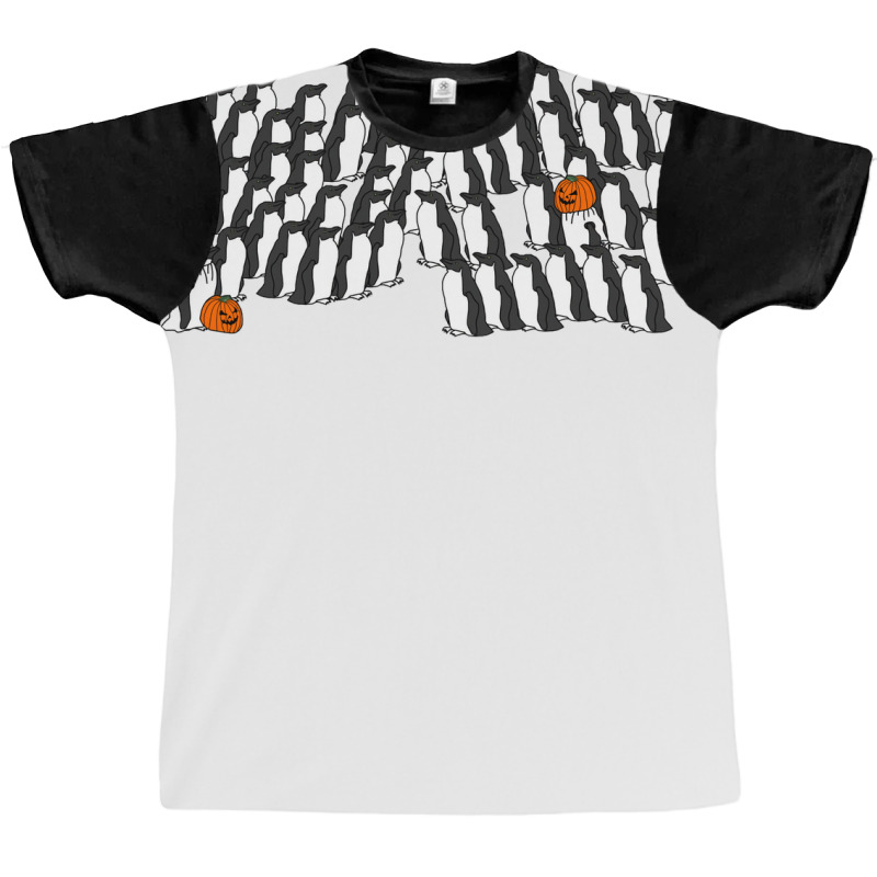 Penguin Waddle In Halloween Horror Pumpkin Ghost C Graphic T-shirt | Artistshot