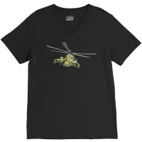 Cartoon Military Helicopter Vintage V-neck Tee | Artistshot