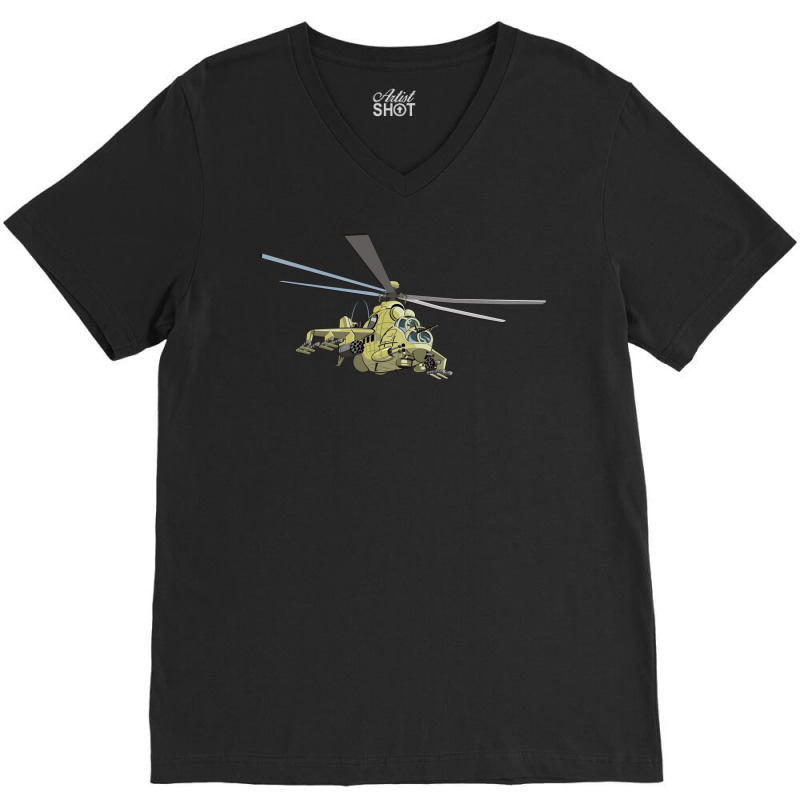 Cartoon Military Helicopter Vintage V-Neck Tee by zwicklruhsanw | Artistshot