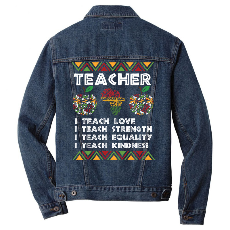 Teacherblack Women Teacher Afro Retro Black Histor Men Denim Jacket by sporarjuuskac | Artistshot