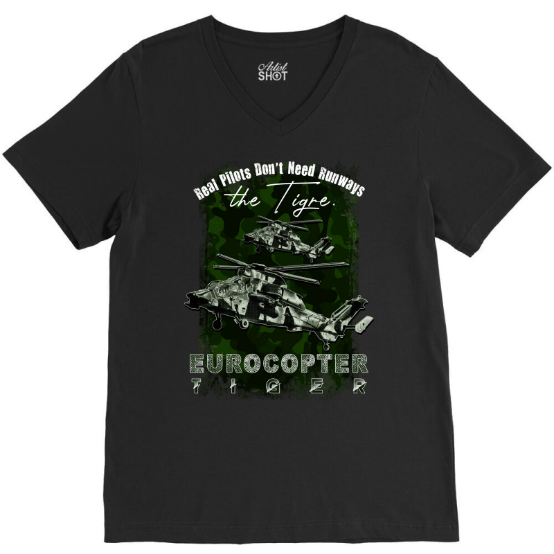 Eurocopter Tiger Military Attack Helicopter With C V-Neck Tee by fattakayaa | Artistshot