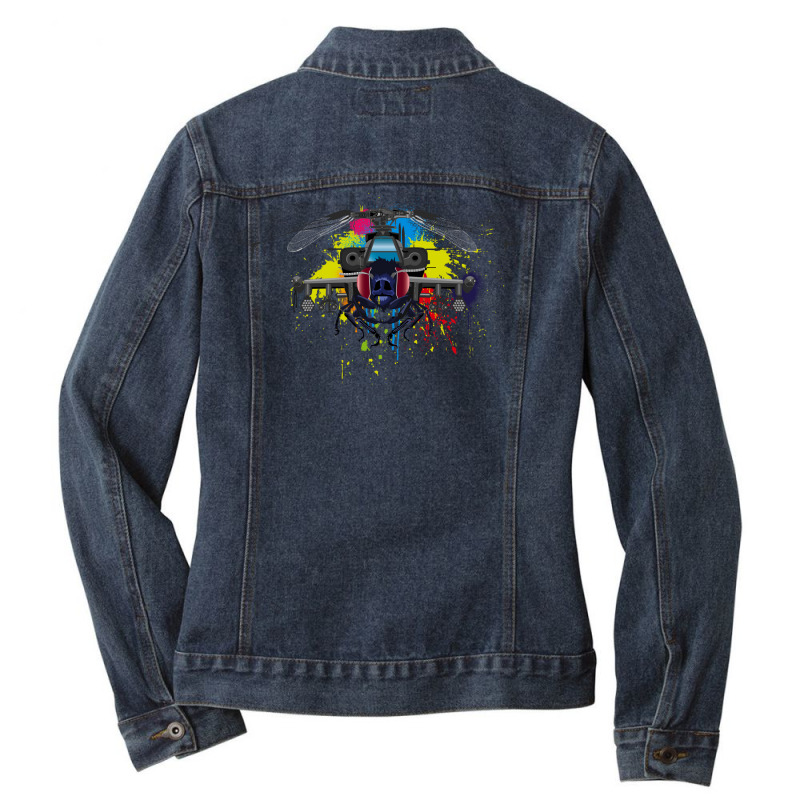 Dragon Attack Copter Summer Humor Ladies Denim Jacket by zoaabadou | Artistshot